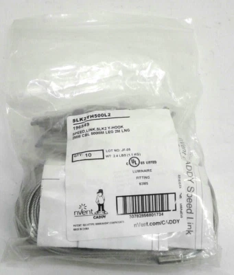 nVent Caddy SLK2YH500L2 2mm Wire Rope Hanger Kit W/Y-Hook End 6.6' L 100lb 10pk