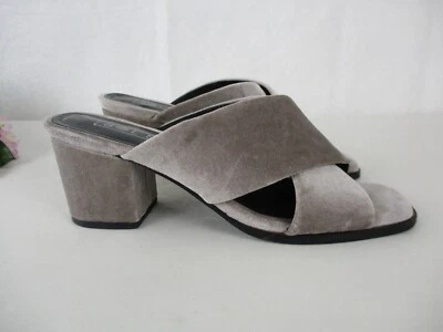 Sol Sana 37 码薰衣草天鹅绒粗跟拖鞋凉鞋 US 6.5 — 第 1/4 张图片