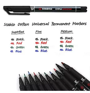 STABILO OH PEN PERMANENT MARKER PEN , Cap-off time of up to 3 days ! OHPEN - Picture 1 of 2