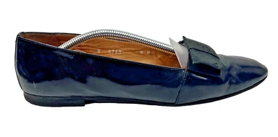 Ralph Lauren Womens Flats Classic Tuxedo Black Patent Bow Size 9B VTG Shoes - Image 1 of 4