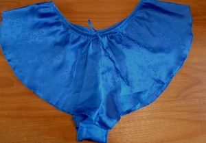 VINTAGE STYLE PRETTY AQUA SLITHERY LIQUID SATIN FLUTTER KNICKERS PANTIES 12-14 - Picture 1 of 4