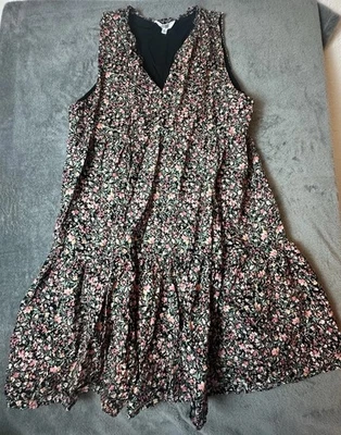 BB Dakota by Steve Madden Short Dress Black Floral Sleeveless Tie Neck Size XL - Image 1 of 4