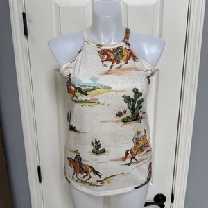 SHEIN Cowboy Horses Rodeo Cactus Western Tank Top sz L - Picture 1 of 7