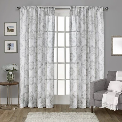 Curtains - EH8183-04 2-108R Nagano Medallion Belgian Linen Window Curtain Pan... - Image 1 of 4