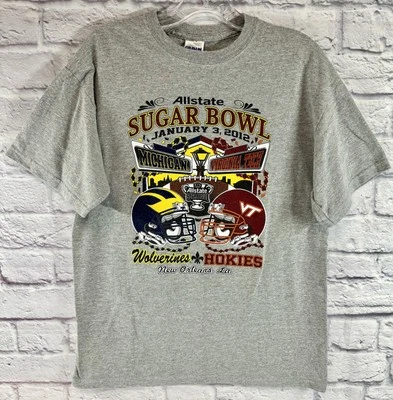 Camiseta Sugar Bowl 2012 talla mediana Michigan Wolverines Virginia Tech Shirt Foto 1 de 4