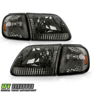 Smoke 1997-2004 Ford F150 Expedition 97-99 F250 Headlights+Corner Signal Lamps