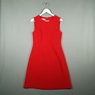 Hobbs London Dress Womens 12 Red Regular Fit Sleeveless Trapeze