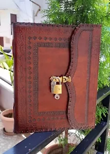 Leather Grimoire Binder Leather Binder Cover Notebook Office Folder Lock and key - Picture 1 of 4