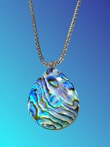 BIG ABALONE M.O.P. TEARDROP NECKLACE #H33-15 USA MADE * FAST SHIPING - Picture 1 of 15