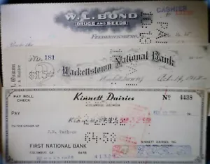 1918 -52 NJ GA. & VA. Alte Vintage Bankschecks = SCHÖNE 3 Schecks LOT NR - Bild 1 von 6