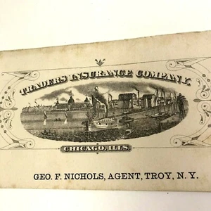 Traders Insurance Company Vtg Ink Blotter Chicago Troy N.Y. Geo. Nichols agent - Picture 1 of 5