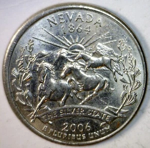 2006 ERROR OFF CENTER +Broad Strk Nevada State Quarter O/C Coin 1c START AUCTION - Picture 1 of 4