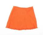 Zara Womens Orange Cotton Mini Skirt Size S Zip