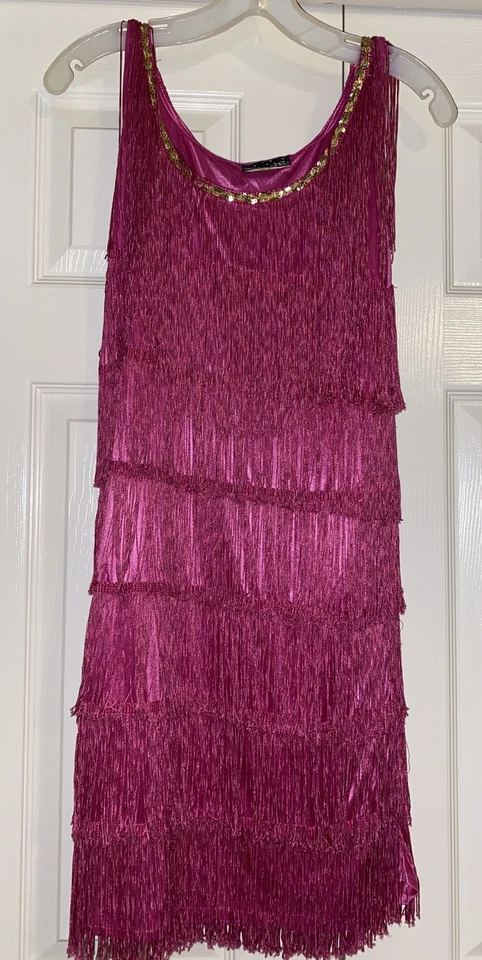 Sexy Disfraz de Halloween Rugiente Años 20 Rosa Flapper Para Mujer ~ Mediano/Grande Foto 1 de 4