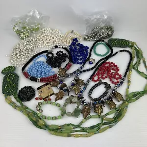 Bulk Lot Vintage Costume Beads Jewellery Faux Pearls Plastic Retro Most Wearable - Picture 1 of 20