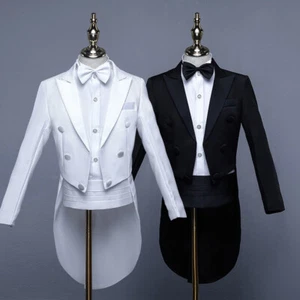 Children's dress tuxedo boy's suit sets coat+pant tailcoat 2 pics - Picture 1 of 13