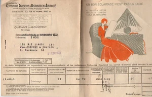 COMPAGNIE PARISIENNE DE DISTRIBUTION D' ÉLECTRICITÉ / FACTURE 1934 - Picture 1 of 2