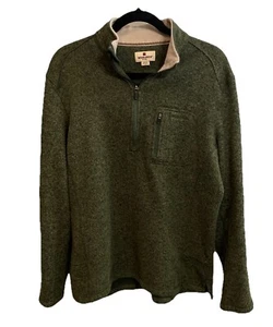 Woolrich Sweater Mens Size Large 1/4 Zip Pullover Green Polyester Free Shipping - Picture 1 of 5