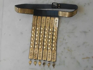 Handmade Roman Leather Apron Belt Brass Fittings - Wearable Costume Armor Black - Picture 1 of 2
