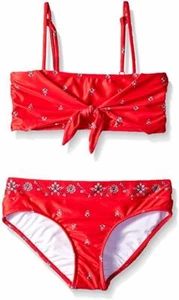 Seafolly Girls' Front-Tie Mini Tube Bikini Set, Ruby Red, 8 - Picture 1 of 1