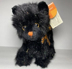 Russ Black Cat Sparkly Plush Screech 6" W/Tags Halloween Decor Orange Eyes - Picture 1 of 9