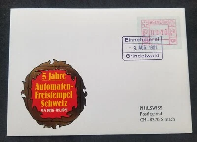 [SJ] Switzerland 5th Anniversary ATM 1981 (Frama Machine Label Stamp FDC) - Image 1 of 4