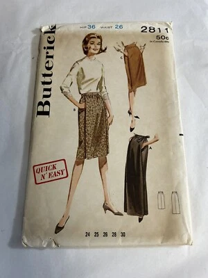 Vtg early 1960's Butterick Sewing Pattern UNCUT 2811 Size Hip 36 Waist 26 skirt - Image 1 of 4
