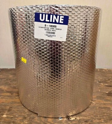 Uline 16" x 125' Cool Shield Thermal Bubble Rolls, 1 Roll Per Order- Silver Foil - Image 1 of 4