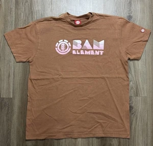 Y2K Element BAM Skateboarding Brown T Shirt Size L - Picture 1 of 9