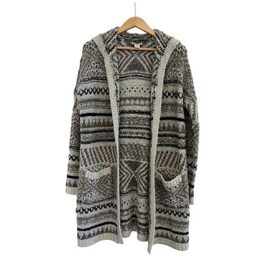 Cárdigan largo tejido con capucha Lucky Brand plumero para mujer grande invierno boho occidental Foto 1 de 4