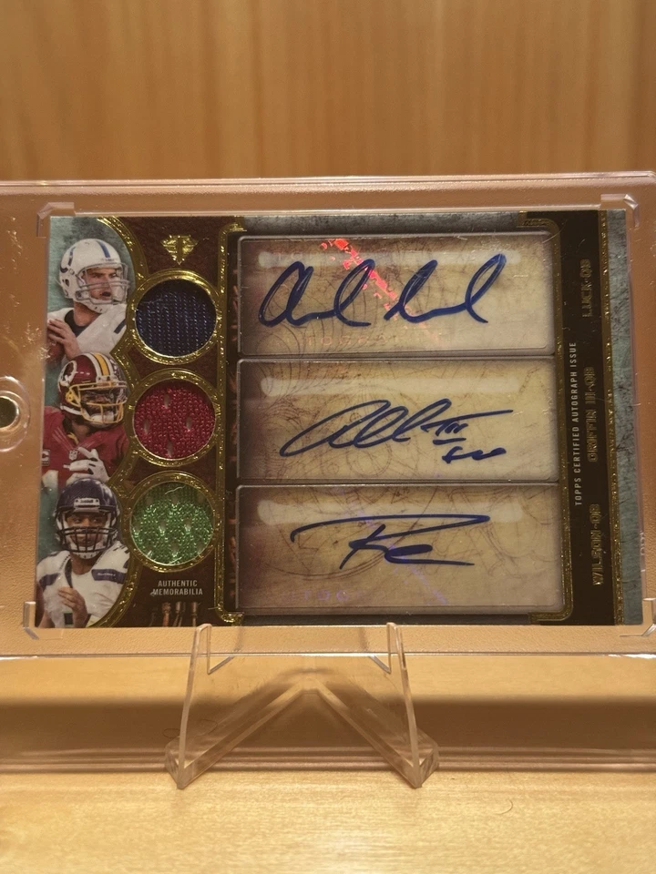 2013 Topps Triple Threads Luck RGIII Wilson Triple Auto Patch /18 Colts WAS SEA - Image 1 of 4