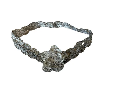 Cinturón intrincado vintage tejido de alambre artesanal con broche de flores Foto 1 de 4