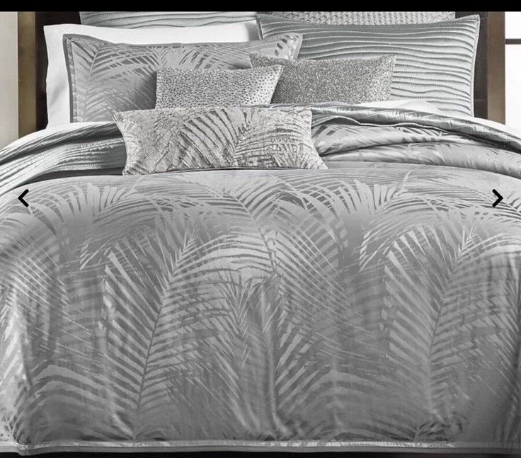 Hudson Park Collection Grey Palmetto Cotton Silk Duvet Cover Size King - Image 1 of 4