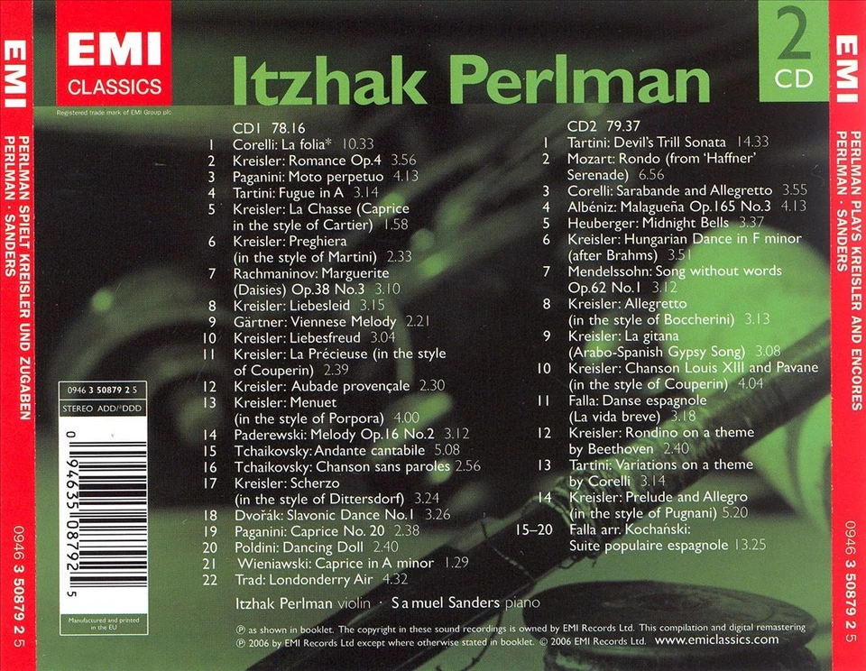 ITHZAK PERLMAN: ENCORES NEW CD - Image 1 of 1