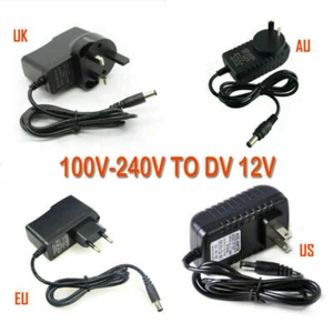 1A 2A AC/DC 12V Plug Power Supply Adapter Transformer for CCTV Camera/LED Strip - Picture 1 of 11