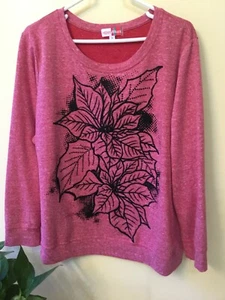 Merry Wear Women's Poinsettia Sweatshirt Size 1X - Picture 1 of 4