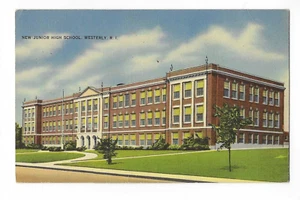 Neue Junior High School Postkarte Westerly Rhode Island Leinen um 1947 - Bild 1 von 2