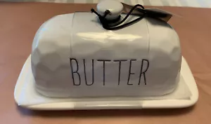Butter Dish Farmhouse Shabby Chic style White Black, New - Picture 1 of 5
