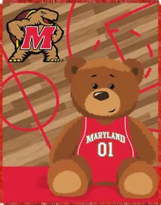 NEW Maryland Terrapins Teddy Bear Woven Jacquard Throw Blanket 36 x 46 inches - Picture 1 of 3