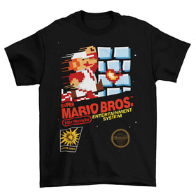 Super Mario Bros. 1 NES Cover T-Shirt Unisex Cotton Adult Funny Video Game New