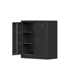 Metal Storage Cabinet with 2 Doors Garage Kitchen Tool Storage Cabinet with Lock - Picture 1 of 20
