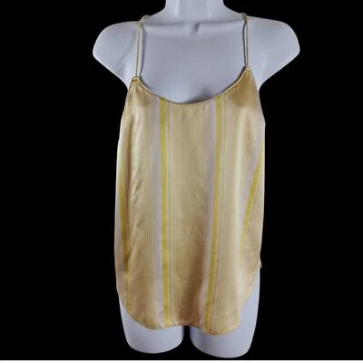 Camisola Victoria’s Secret amarilla a rayas satinadas S ajustada verano salón cami top Foto 1 de 4