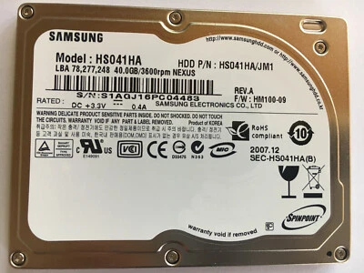 Samsung Spinpoint 1.8" ZIF/CE  HS041HA  40 GB 3600RPM HDD For Laptop camera HDD - Image 1 of 4