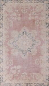 Muted Pink Floral Traditional Area Rug 5x8 Hand-knotted Wool Carpet