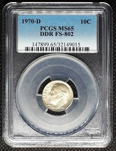 1970-D Roosevelt Dime Doubled Die Reverse DDR FS-802 PCGS MS65 9015 - Picture 1 of 2