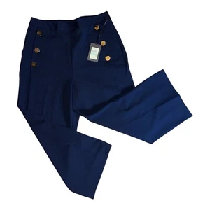 🔥 $79 DKNY Women’s Polyester Spandex Navy Blue Wide Leg Dress Pants Size 12 🔥 - Picture 1 of 8