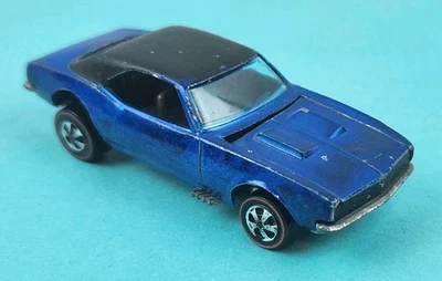 Camaro personalizado vintage Hot Wheels 1967 Redline azul con techo negro Hong Kong Foto 1 de 4