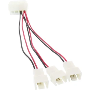 Lüfter Adapterkabel 3-fach Verteiler 12V 4polig auf 3x 5V-Molex Mainboard 3polig - Afbeelding 1 van 3