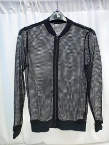 ❤️ Asos Black Net Zip Up Jacket Size XS Vgc - Picture 1 of 4