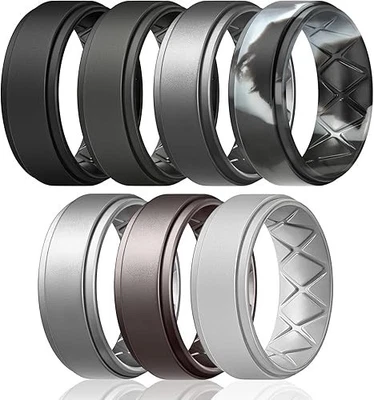 "Alianza de boda de silicona para hombre, alianzas de boda de goma de silicona transpirables" Foto 1 de 4